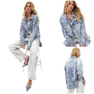 Jacquard Denim  Oversized Shacket - Light Wash SZ XS $40